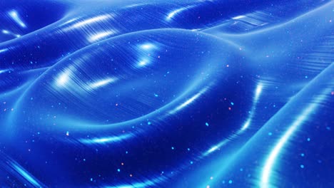 fantastical festive blue bg. stylish abstract looped background, waves move on glossy surface like landscape made of liquid blue wax with sparkles. beautiful soft background with smooth animation 4k