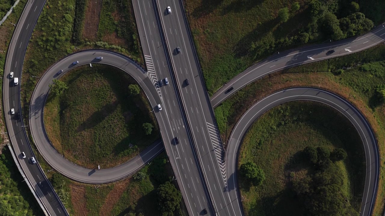 Aerial Urban Highway Network Viaducts Traffic Rush Hour