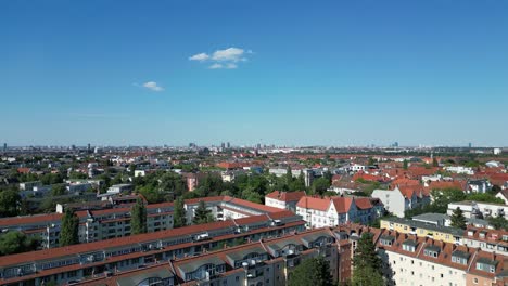 marvelous aerial top view flight lukas church city berlin steglitz, germany summer day 2023