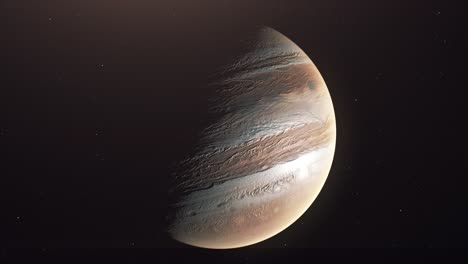 planeta júpiter alejándose en el espacio