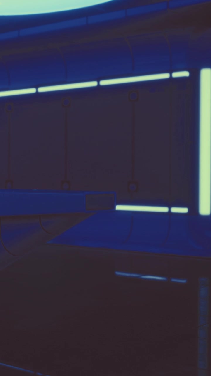 Neon lights shine in a modern interior space with minimalist design