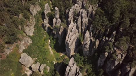 aerial view of drone flying over limestone peaks and rock formations. video footage with drone stock video