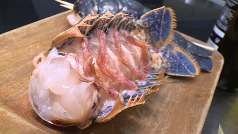 preparing a lobster tail