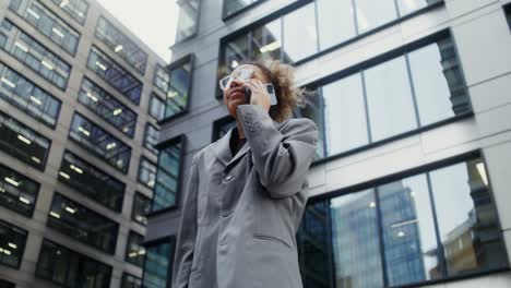 businesswoman on phone call in city