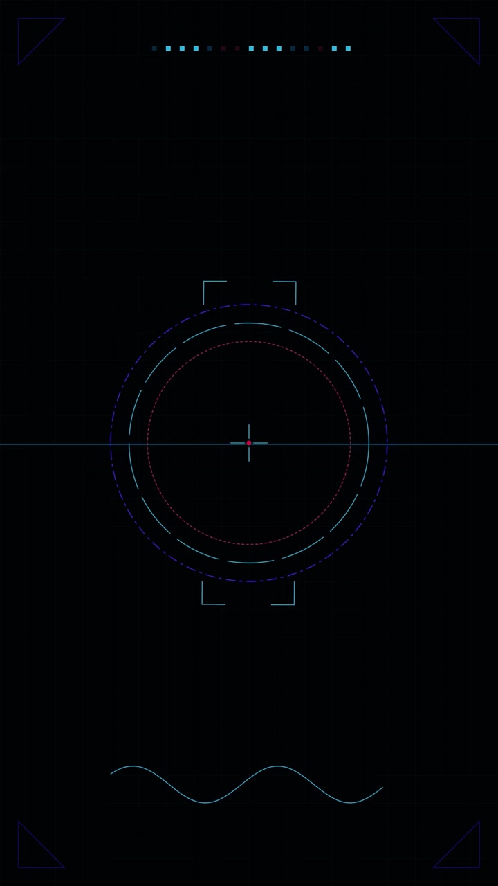 Abstract Digital HUD Interface with Rotating Circular Elements