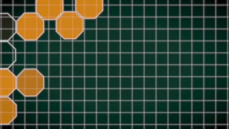 cuadrícula verde con hexágonos amarillos intermitentes colocados a la izquierda