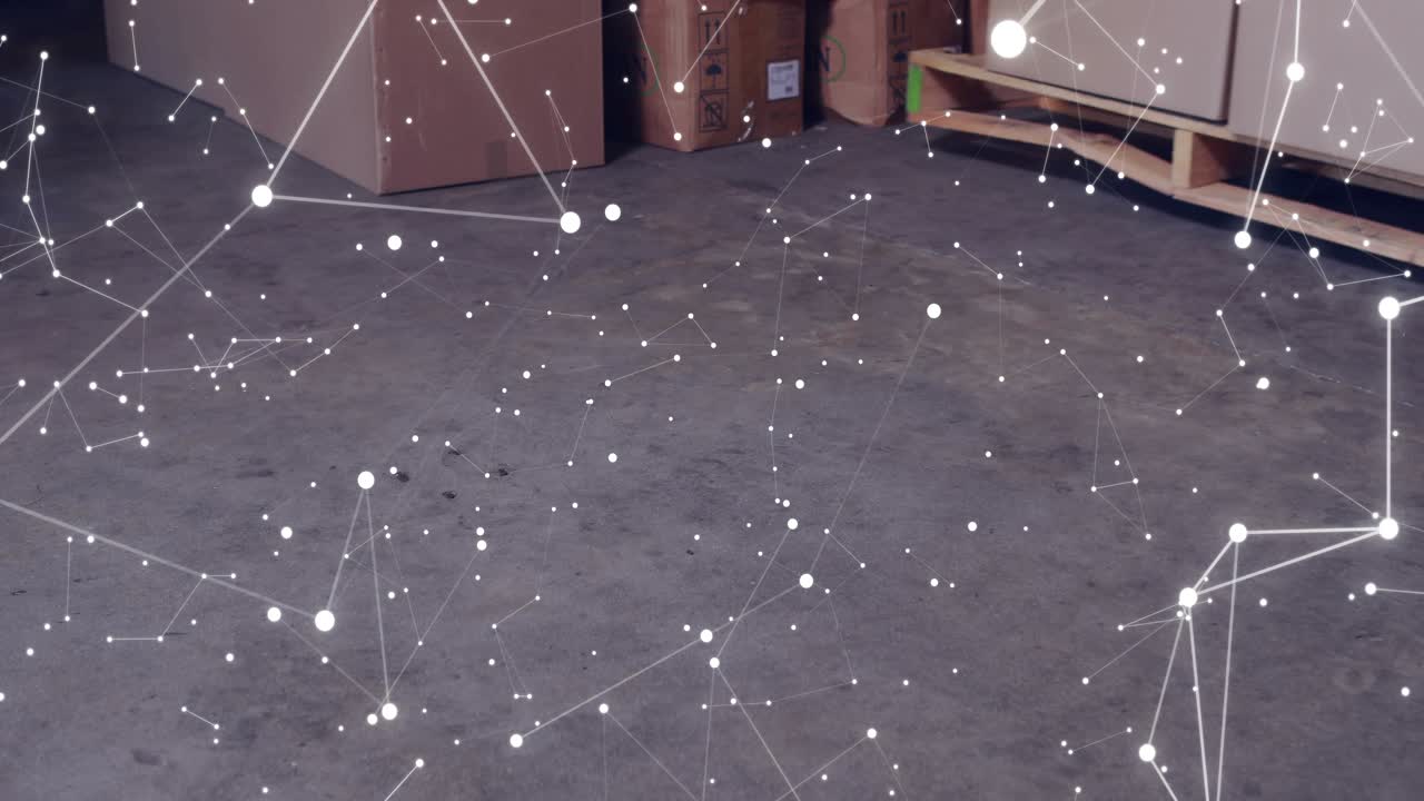 On start AR overlay fading over pallet box, sliding bars updating to show real-time inventory scan