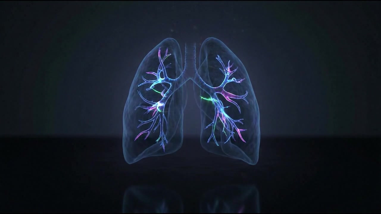 Dual human lungs respiratory system 3D medical hologram