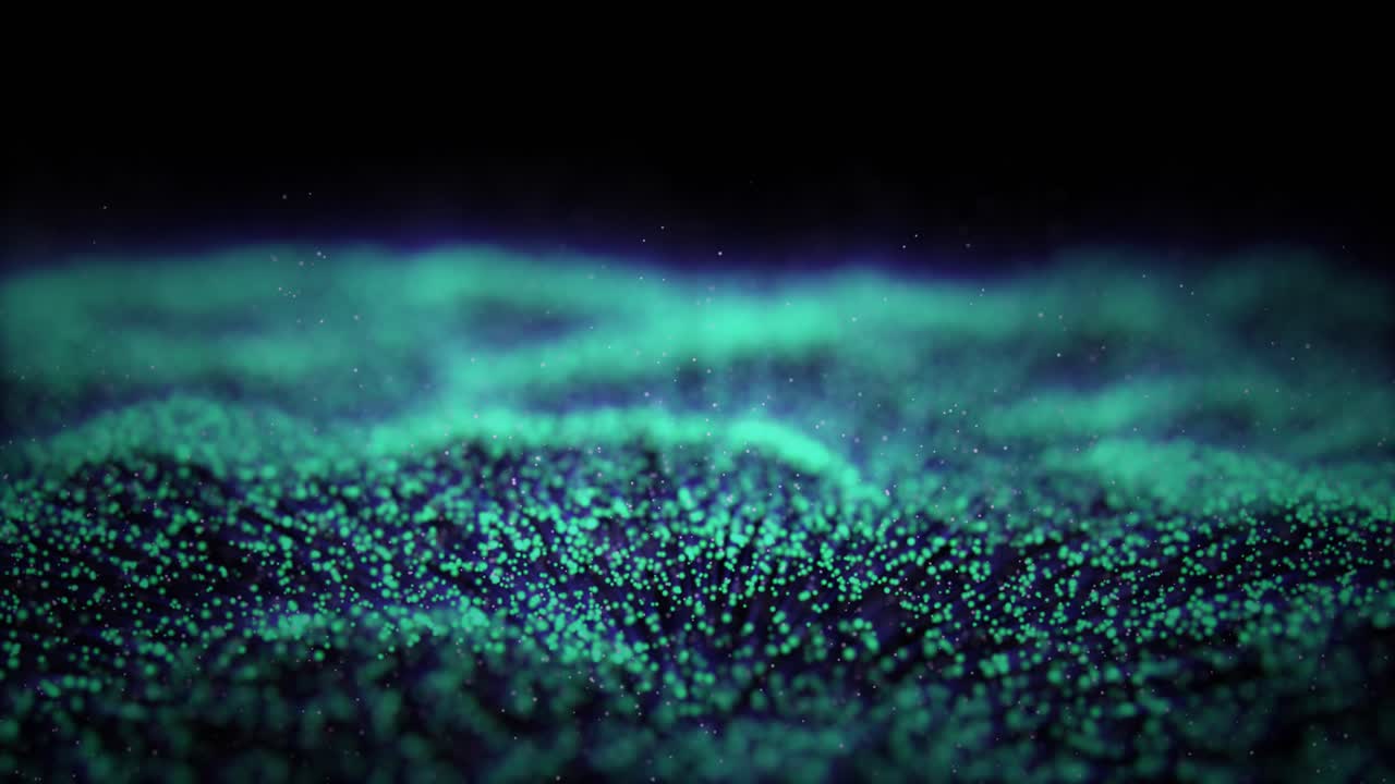 Abstract dynamic wave of particles in black. 3d animation