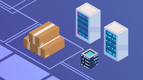 data center management isometric animation