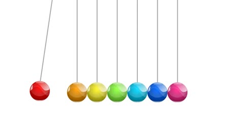 newton's cradle with colorful glass ball. animated illustration