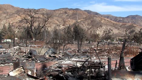 burned down trailer park near sylmar so called sayre fire near los angeles, usa