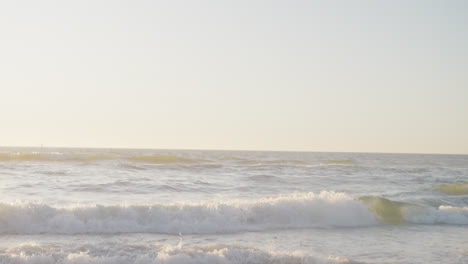 sea landscape with blue sky, in slow motion, with copy space