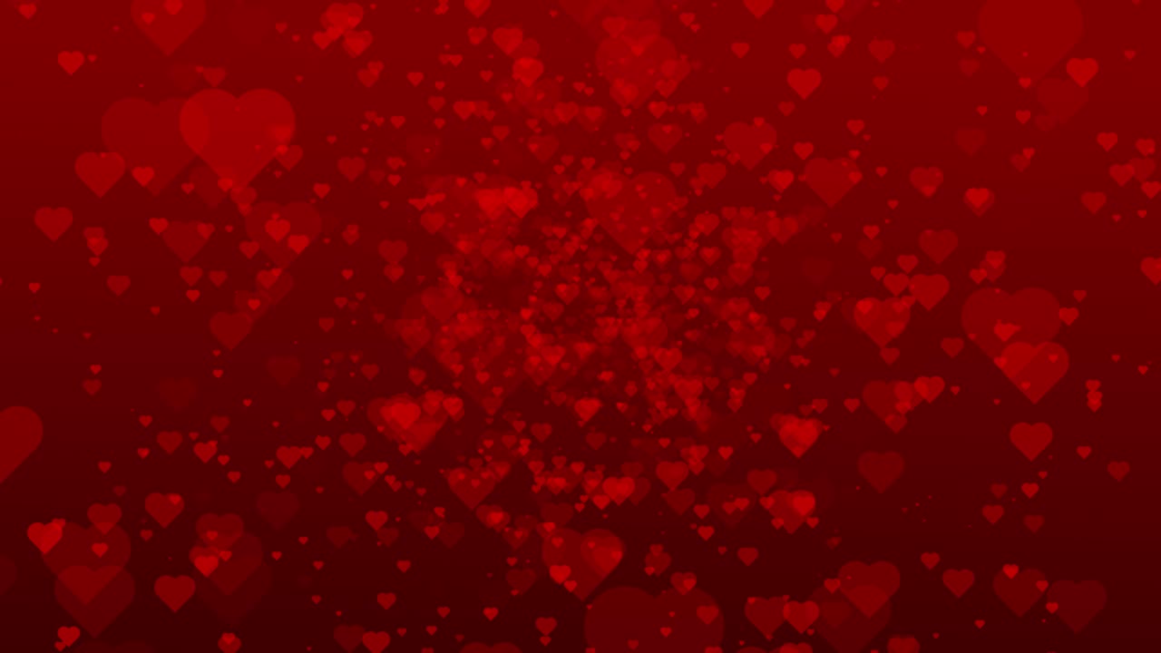 partículas de corazones voladores el día de san valentín fondo abstracto 4k