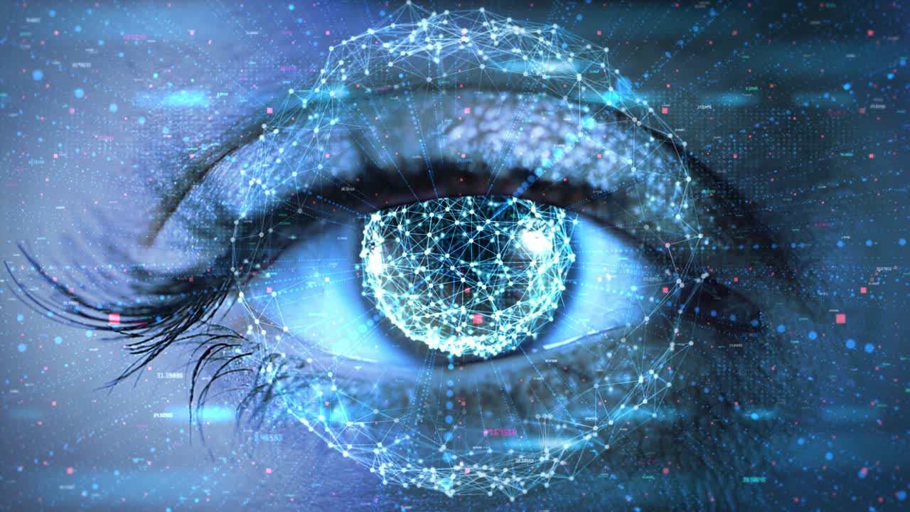 4k loop animation futuristic vision virtual reality and concept of cyber technology security systems