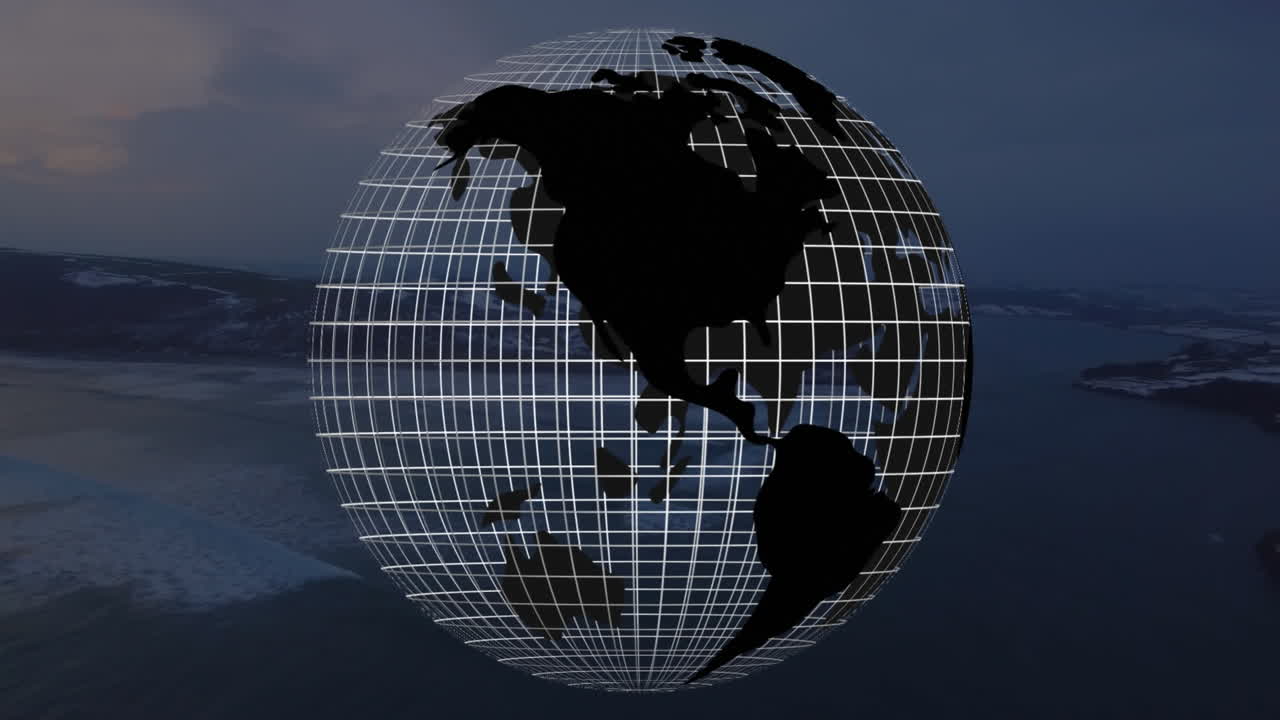 Animation of planet earth over seashore