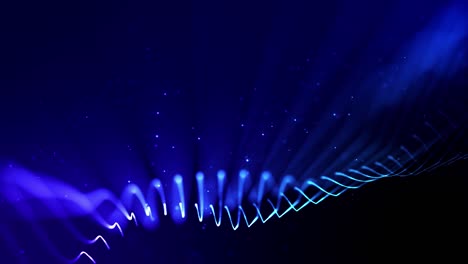 4k fondo de partículas de ciencia ficción en bucle con bokeh y efectos de luz. las partículas azules brillantes forman líneas, superficies, estructuras complejas en movimiento suave como en el microworld o el espacio. 15