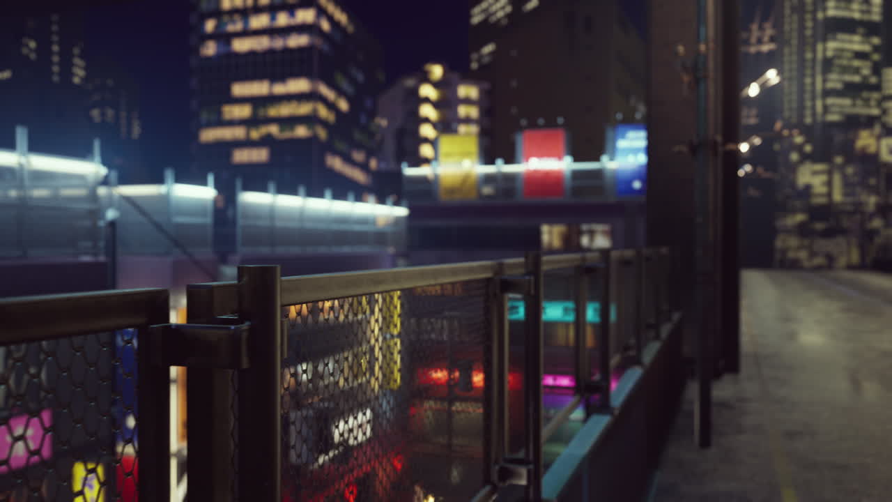 네온 조명 을 가진 일본 도시 의 야간 장면