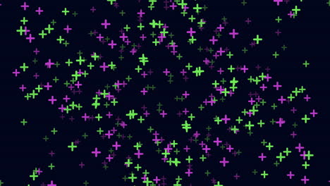 volar cruces verdes y moradas en el espacio oscuro