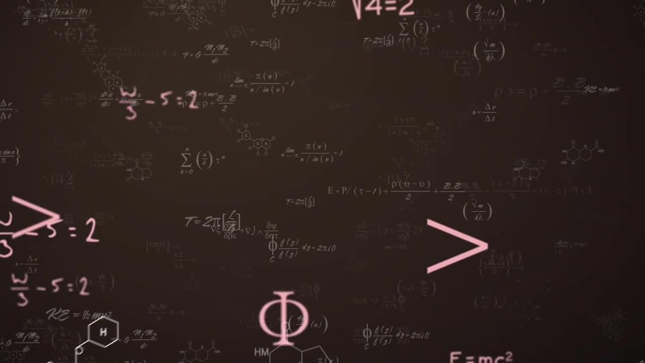 暗い背景に数学的方程式とシンボルをアニメーション化する