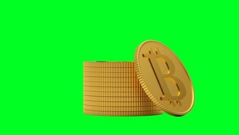 una moneda de bitcoin en una pantalla verde en animación 3d. 4k