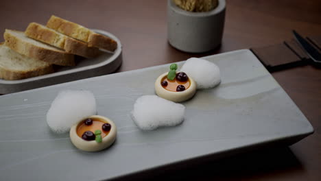 gourmet dessert and bread