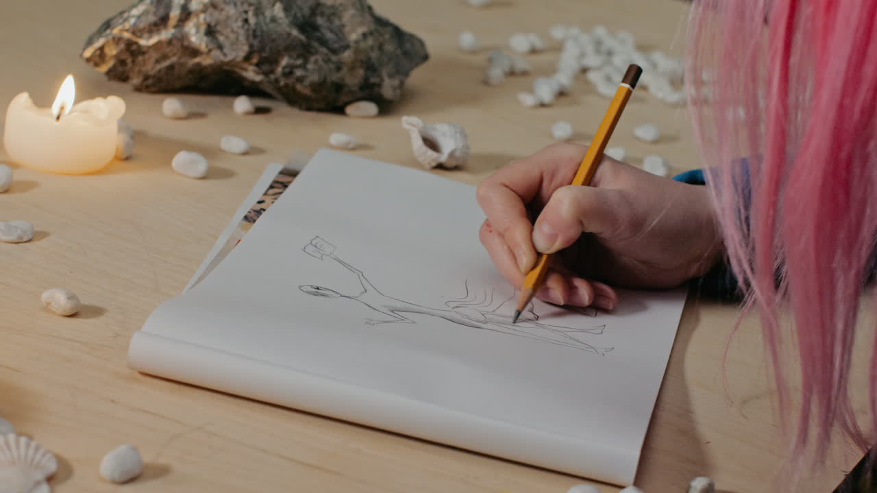 Woman drawing a figure sketch