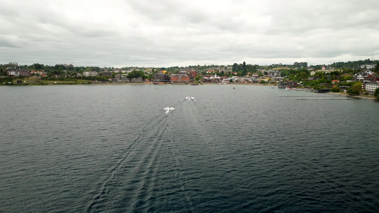 Puerto Varas property, Lake Llanquihue, jet ski leisure, aerial reveal