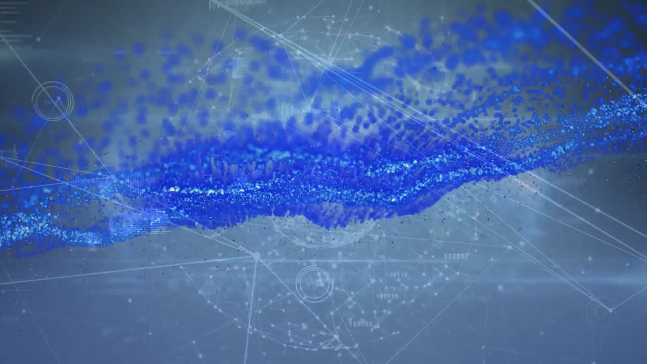 파란색 배경 위의 연결 네트워크의 애니메이션
