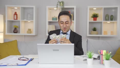 home office worker man counting money funny and funny.