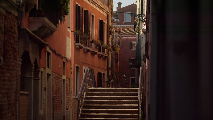 Venice Alleyway with Staircase Bridge