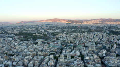 drone aerial shot over the urban area of athens, greece