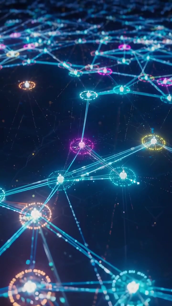Digital Network of Connected People Icons Representing Global Communication