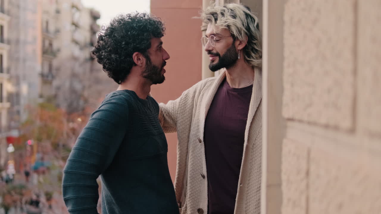 Gay Couple Sharing a Tender Moment at Home