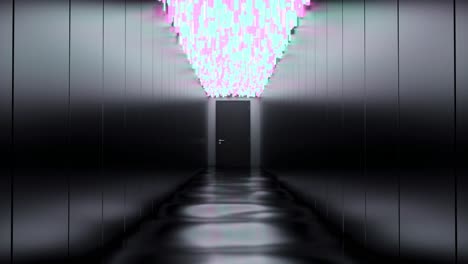 Neon Hallway with Door