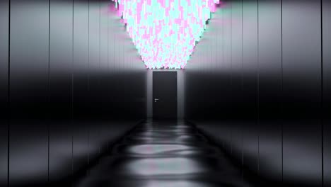 neon hallway with door