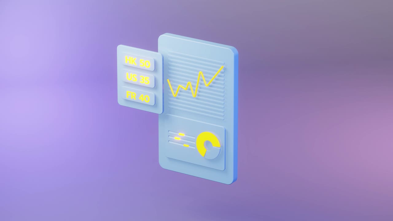 concept of stock trading, minimalist style, animation pop style, blue and yellow coloured, graph and pipe element