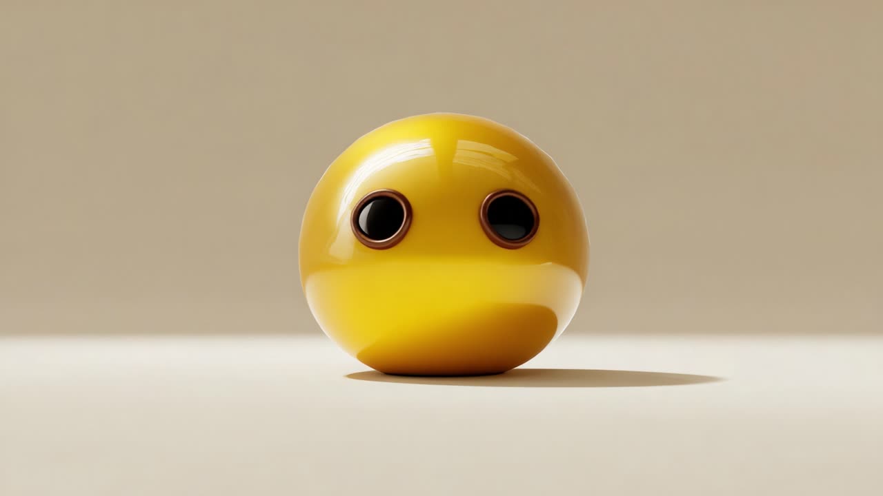 A Playful Journey Through Expressions: Exploring the Transformation of a Cheerful Yellow Sphere with Relaxed Features to a More Alert and Engaging Facade, Captured in Two Frames