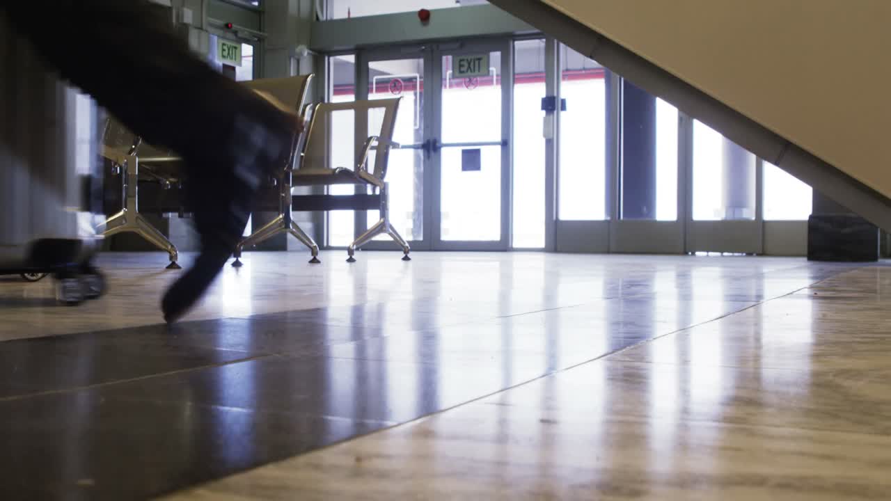 Passengers walking with their luggage