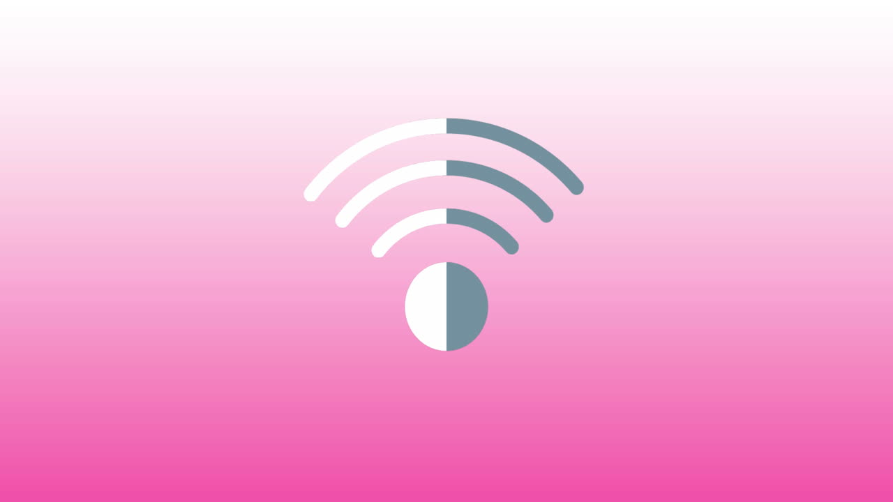 Animation of wifi icon over pink background