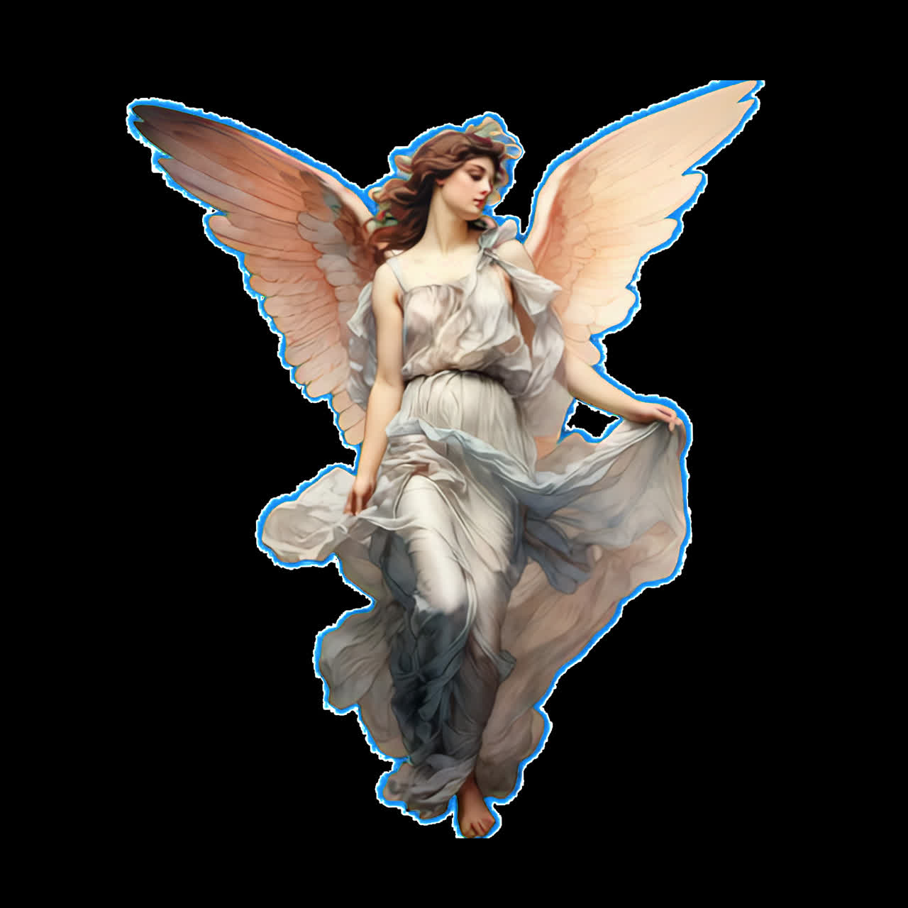 Ethereal angelic figure with wings