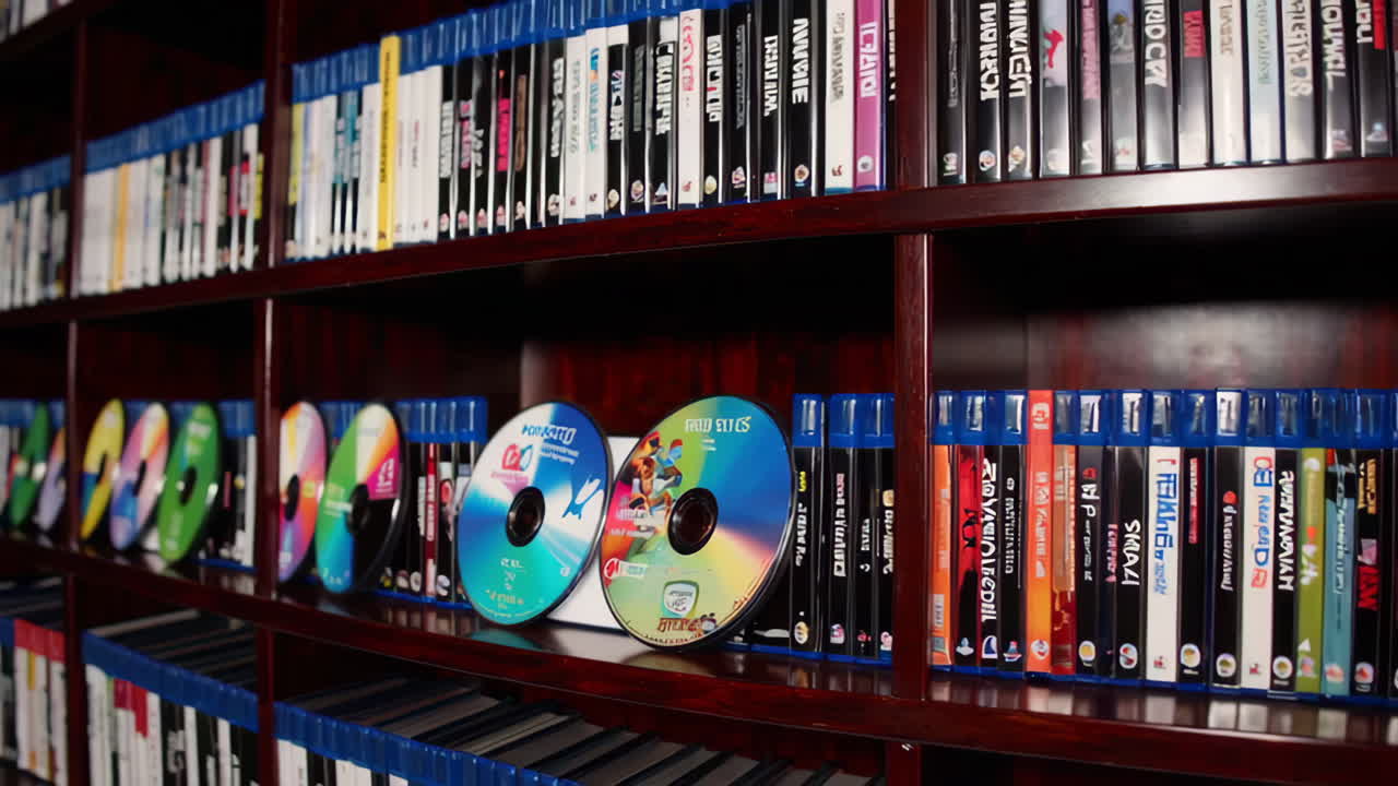 Extensive Video Game Collection on Shelves