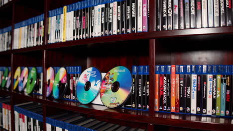 extensive video game collection on shelves
