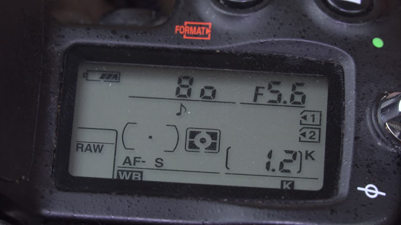 LCD screen with information on top of the camera. data display