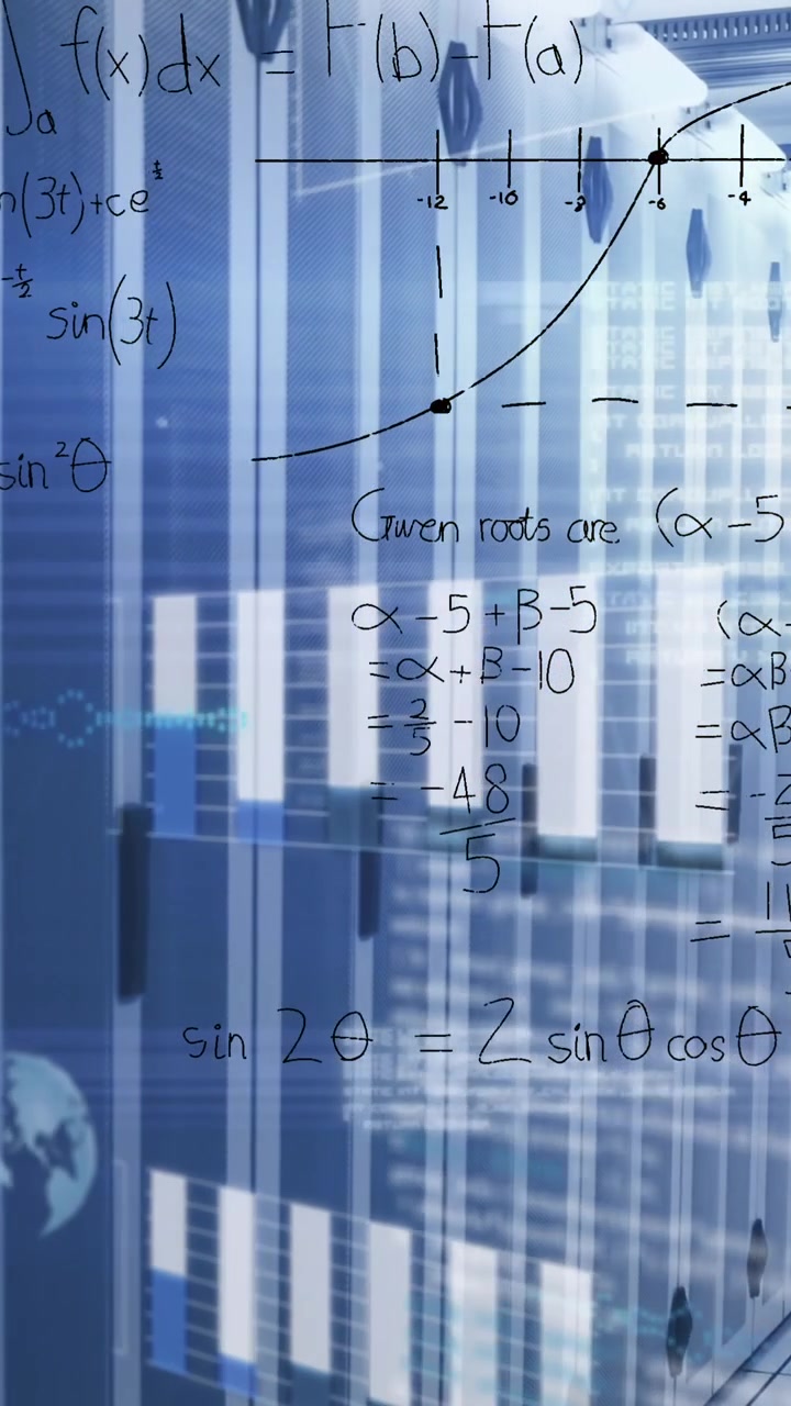 Animation of digital data processing over server room