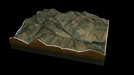 mount toubkal terrain map 3d render 360 degrees loop animation