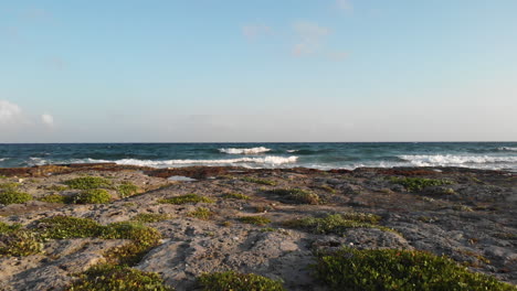 Drone-flight-over-rocks-and-ocean-of-Mexico