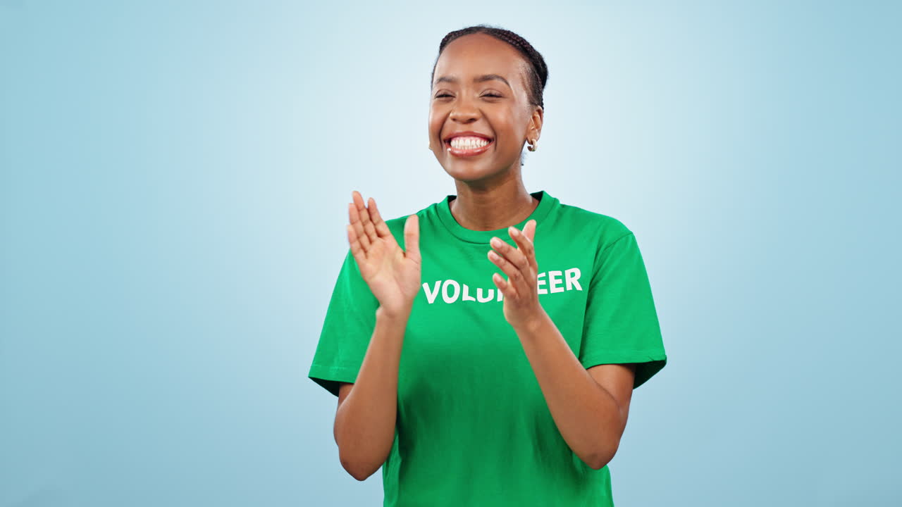 Happy black woman, volunteer