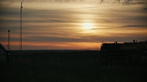 dramatic sunset with scenic farm silhouette cinematic sunrise timelapse 4k