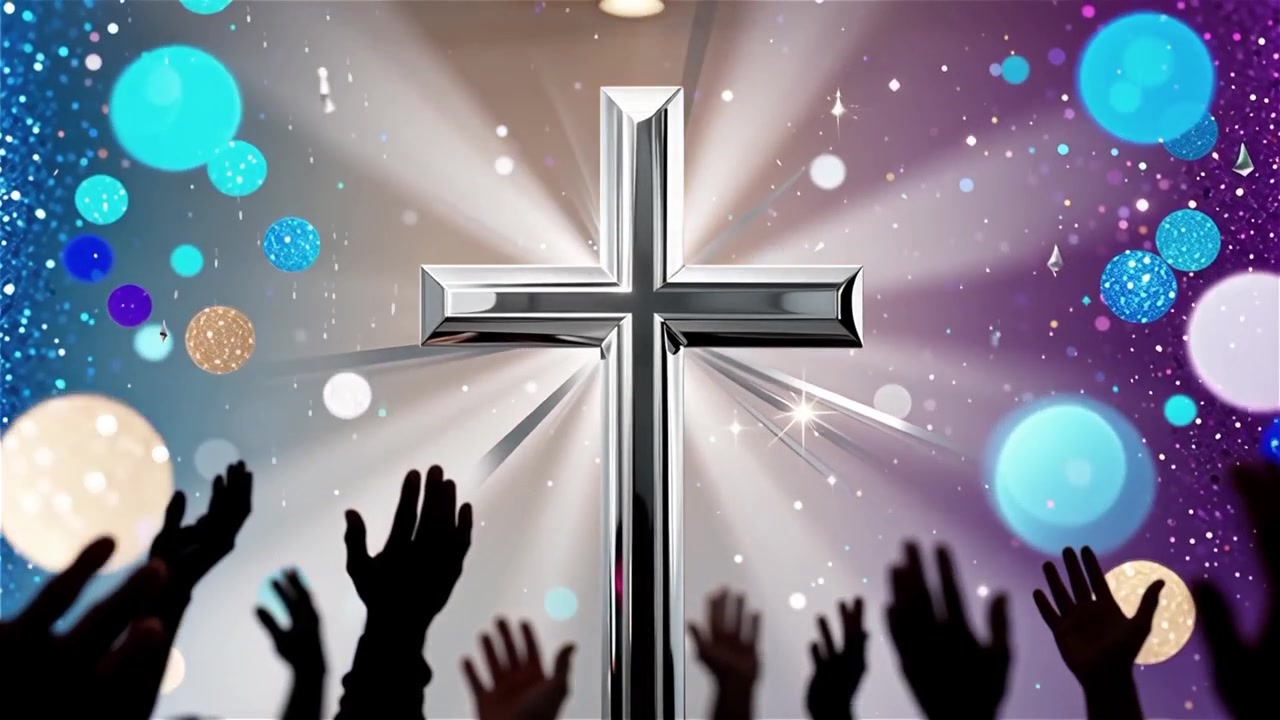 Christian Cross Heavenly Light Worship Background